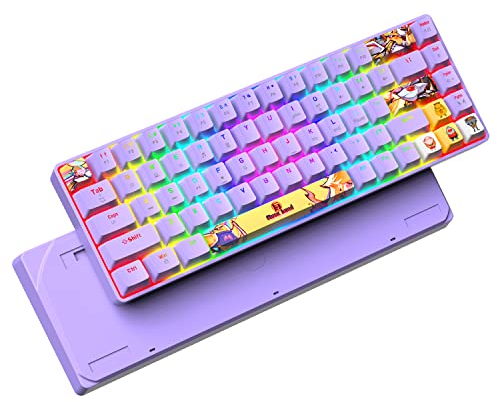 ZIYOU LANG Tragbare 60% Mechanische Gaming-Tastatur 18 Chroma RGB Hintergrundbeleuchtung ultrakompakter Mini-Kompakter 68-Keys-Farbstoff-Sublimation Anime PBT-Tastatur