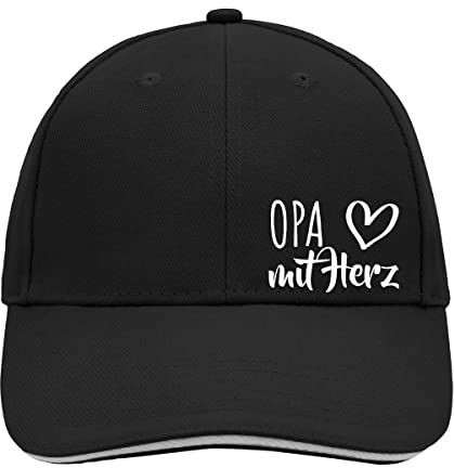 Huuraa Cappy Mütze Opa mit Herz Geschenk Black/Light Grey Opa Präsent