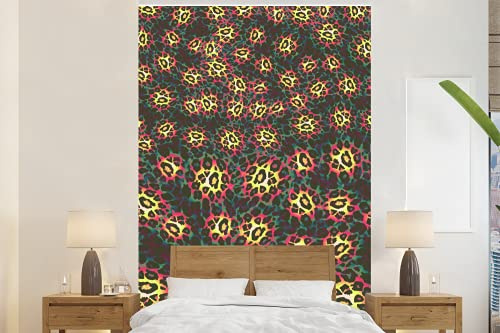 Selbstklebend Tapete Wandpapier Wandaufkleber Fototapete Tapeten Wanddeko 195x300 cm Pantherdruck - Gelb - Muster - Farbe