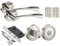 Golden Grace Twist Astrid Style Modern Chrome Bathroom Door Handles on Rose with Duo Finish Door Lever Latch Pack with Ball Bearing Hinges and 64mm Tubular Latch (Bathroom Set)
