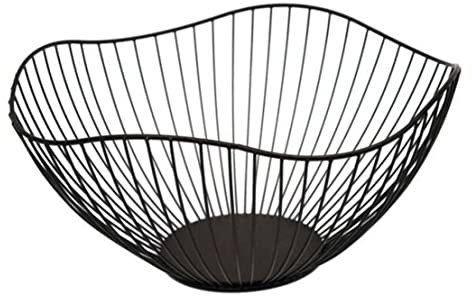 Liummrcy Metal Wire Fruit Basket Black Wave Shape Wire Fruit Basket for Vegetable Snack Bread Snack Plate Fruit Basket,Metal Fruit Basket,Fruit Bowl,Iron Wire Fruit Basket,Snack Storage Basket