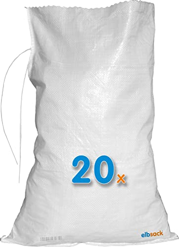 ELBSACK Lot de 20 sacs de sable vides en polypropylène avec bande de fermeture 40 x 60 cm pour lutter contre les inondations