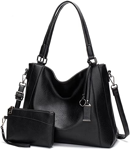 Long Keeper Handtasche Damen Groß - Tote Bag Shopper Damen Leder Umhängetasche Damen Schultertasche Kunstleder Henkeltasche mit Geldbörse 2er-Set