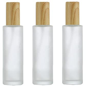 FSSTUD 3 Pcs 60ml Frosted Glass Lotion Bottles Refillable Makeup Cosmetic Containers Empty Face Cream Bottles Soap Dispensers with Pump Head