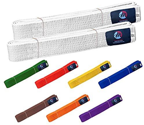 Karate Belt Multiple Colors Martial Arts Taekwondo Sports Belt Judo Karate Belt (260cm, White (Pack of 2))