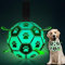 HETOO Glow in The Dark Soccer Ball with Straps, Interactive Dog Toys Puppy Birthday Gifts, Dog Tug Water Toy, Indoor/Outdoor Light Up Dog Balls for Medium&Large Dogs (8 Inch)