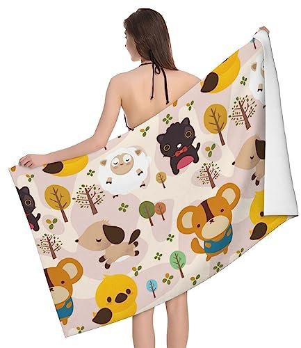FJAUOQ Strandtuch mit Tiermotiven, Mikrofaser, große Strandtücher, 81,3 x 132,1 cm, schnell trocknendes Strandtuch, luxuriöse Badetücher, Handtücher für Erwachsene, saugfähige Badezimmerhandtücher fü