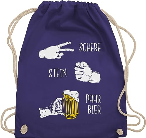 Turnbeutel Rucksack - Party & Alkohol Herren - Biergeschenke Lustig - Schere Stein Bier - Hopfen - Herrentag Geschenk - Unisize - Lila - festival clothes sauf sprüche paar beutel saufen trinkspruch