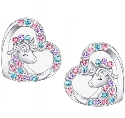 MENNICA BYDGOSKA - Ohrringe Silber 925 Mädchen - Ohrstecker mit Einhorn für Mädchen Kinder-Ohrringe Nickelfrei - Geschenk für Mädchen Geburtstag Kindertag