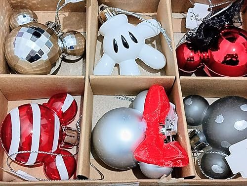 Disney Mickey & Minnie Maus Weihnachtskugeln – Festliche 6er-Pack Ornamente für Urlaub Home Decor – Weihnachtsbaum zum Aufhängen, authentisch, Sammlerstück und perfekt für Disney-Liebhaber Geschenke