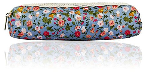 BWESOO Himmel Blau Mode Blume Druck Bleistift Fall Stift Taschen Reißverschluss Tasche Schreibwaren Beutel Bleistifthalter und Stifthalter Reißverschluss Design, leicht zu öffnen, Stoff, Spitze