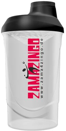 Zama4Zingo Protein Eiweiß Fitness Shaker 600ml | Gym Shaker mit Sieb Auslaufsicher BPA-frei | Kein Verklumpen, Gefriergeeignet, Spülmaschinen- und Mikrowellengeeignet - Shaker für Proteinshakes