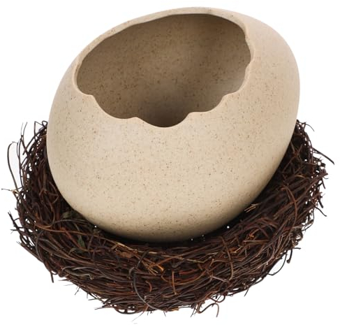 PRETYZOOM Egg Shell Bowl Cracked Egg Shell Shaped Dessert Bowl Noodle Bowl with Nest Dinosaur Egg Shape Bowl Ceramic Ice Cream Bowls Decorative Pudding Cup Small Snack Bowls Flower Vase