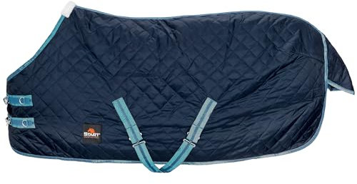 Start Pony Stalldecke Pferd, Unterdecke Pferd, Pferdedecke Stalldecke, Übergangsdecke mit Polarfleecefutter oder Füllung in 0g, 100g (Dunkelblau/Blau, 115cm (100g/m² Polarfleecefutter))