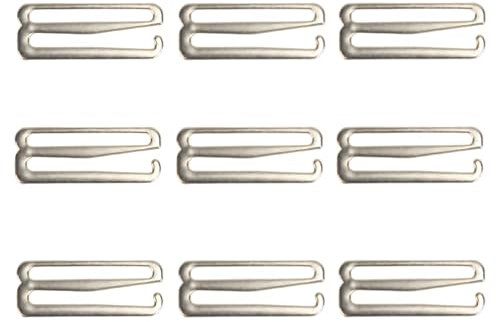 MAHAVIMOKSA 30pcs 25mm/1 Inch Metal Replacement Bra Strap Slide Hook Swimsuit Bra Hooks (Silver)