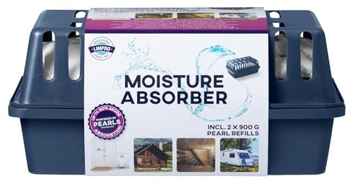 Limpro Feuchtigkeitsabsorber-Nachfüllgranulat – 2 Stück – Perlen – nimmt bis zu 50% mehr Feuchtigkeit auf – 900 Gramm