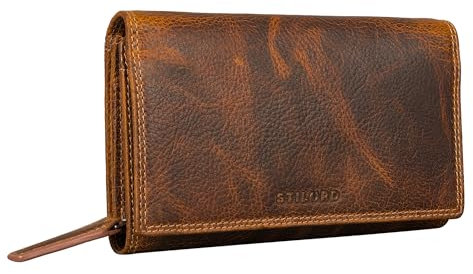 STILORD 'Chloe' Vintage Leder Geldbörse Damen mit RFID Schutz Portemonnaie Groß Brieftasche Frauen Echtleder mit Kartenfächer und Geschenkbox, Farbe:luino - braun