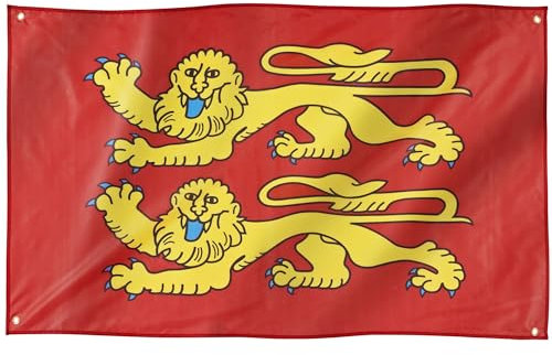 Runesol Drapeau de Basse-Normandie, 91x152cm, 3ft x 5ft, 4 Anneaux, œillet dans chaque coin, Drapeau régional, Région Normandie, Drapeaux Premium, Intérieur, Extérieur, Bannière, Couleurs vives