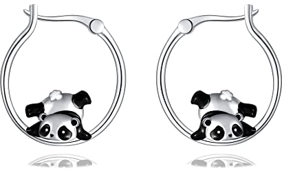 Pandabär Creolen S925 Sterling Silber Panda Ohrringe Tier Schmuck Geschenk für Damen Mädchen