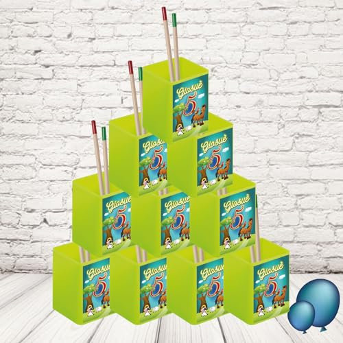 Kit 10pcs Bomboniere per Feste Gadget Compleanno Bambini,Piccoli Regali di Fine Compleanno Invitati Personalizzato con nome ed età, set contenitore portapenne