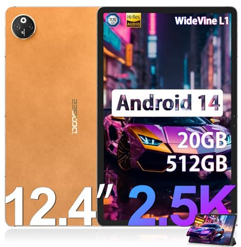 DOOGEE T30 MAX Tablet 12 Zoll Android 14,Helio G99 Octa-Core, 20(8+12) GB RAM 512GB ROM (2TB TF), 2.5K IPS Tablets, 10800mAh/33W Tablets PC, 2560x1600, 50+20MP, Widevine L1, Face Unlock, Khaki