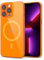Svanove for iPhone 13 Pro Case Clear Compatible with Magsafe, Fluorescent Transparent Magnetic Magnet Mag Case, Slim Thin Bright Silicone Grip & Shockproof Bumper Camera Cover, Neon Orange