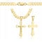 Amor Luxury goldkette herren mit kreuz 585, Kette Herren 925/585 - kreuz kette herren gold 585 massiv - 5 mm, Kreuz Kette 70 cm - Goldkette Kreuzkette - Halskette Herren Panzerung