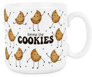 Novelty Chocolate Chip Cookie Mug - Gimme The Cookies Fun Mug Gifts - Tea/Coffee Ceramic White Cup Novelty Present