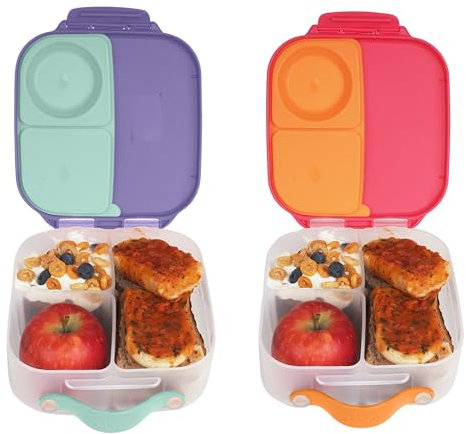b.box Mini-Bento-Lunchbox für Kinder, auslaufsichere Kleinkind-Lunchbox für Kindertagesstätte mit Fächern für ganze Früchte und Nassfutter, Fassungsvermögen von 4 1/4 Tassen, BPA-freier Snackbehälter
