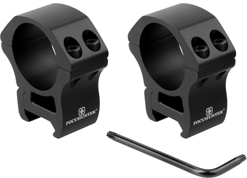 FOCUHUNTER Monokular-Teleskop-Kamera-Halterungsringe, 30 mm, mittelgroßes Profil, Aluminium, leicht, eloxiert, schwarz, für 20 mm Schiene, Dual-Teleskop-Ringe im Freien
