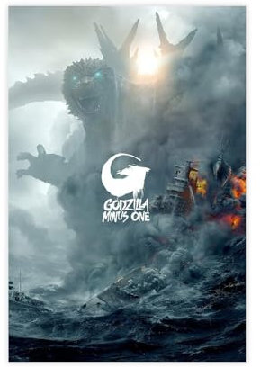 biegzc Godzilla Minus One Filmposter auf Leinwand, Wandkunst, Dekordruck, Bild Gemälde für Wohnzimmer, Schlafzimmer, Dekoration, 30 x 45 cm