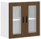 vidaXL Küchen-Hängeschrank mit Glastür Porto Braun Eichen-Optik, Wandschrank Küche, Wandschrank, Oberschrank, Küchenschrank, Hängeschrank