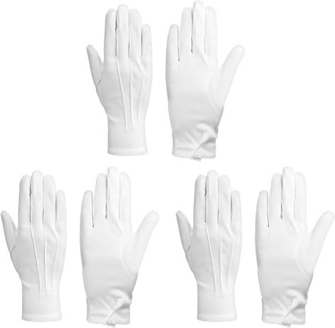 cxxtkcxxlc 3 Paar Nylon Baumwollhandschuhe Weiß, Weiße Handschuhe Herren，Weisse Handschuhe für Formale Anlässe, Polizeiuniformen, Hochzeiten, Paraden und Mehr