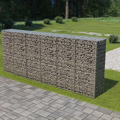 Gabion pour Pierre, Panier à Pierre Panier de Gabion Cage à Pierre Mur en gabion avec couvercles Acier galvanisé 300 x 50 x 150 cm