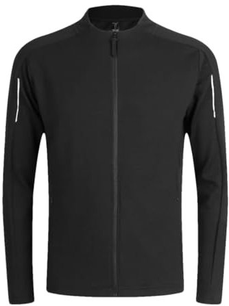 Herren-Jacke, Laufen, Radfahren, Outdoor, Angeln, Wandern, Camping, hält warm, Thermojacke für Fitnessstudio, Sport, Schwarz , M
