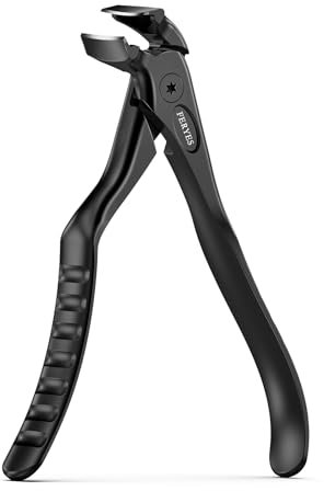 FERYES Coupe-ongles ergonomique antidérapant à long manche pour personnes âgées, tête coudée unique, large ouverture de mâchoire, coupe-ongles d'orteils avec récupérateur pour ongles épais et ongles