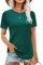 Aottori T-Shirt Donna con Girocollo Magliette a Maniche Corte Estivi Tops Elasticizzato Elegante Basic Shirt Tinta Unita Casual Verde M