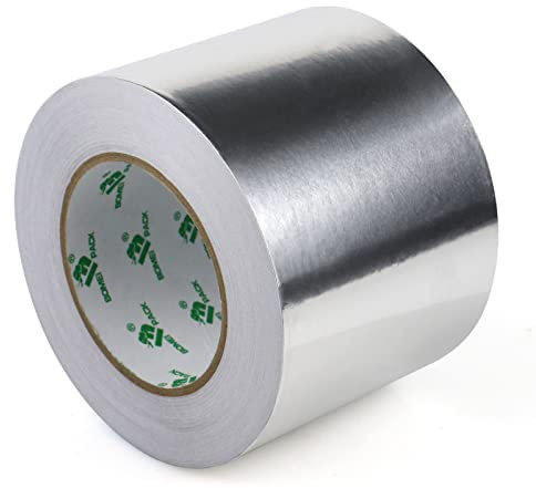 BOMEI PACK 100mmx50m Cinta adhesiva de aluminio aislante térmico - Rollo de aluminio adhesivo de alta temperatura de reparación - Cinta de Aluminio para Sellar Sistemas