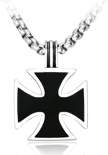 Sumpgle Stainless Steel Iron Cross Pendant Men's Unique Necklace Vintage Ethnic Jewelry