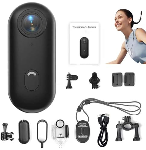 Nexo25 Camera - Motiontrail Cameras, Gosnap -Thumb Cameras,HD 1080P Mini Body camera,170° Wide Angle Mini cameras Necklace with Spring Clip,Hands Free Recording Body Worn Camera for Travel (Black)