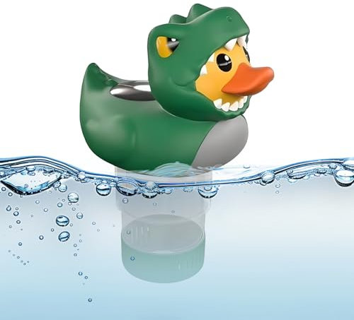 Flotteur solaire de piscine avec grande capacité, distributeur automatique jour et nuit, lumière à économie d'énergie, design canard, idéal pour les piscines, les spas et les