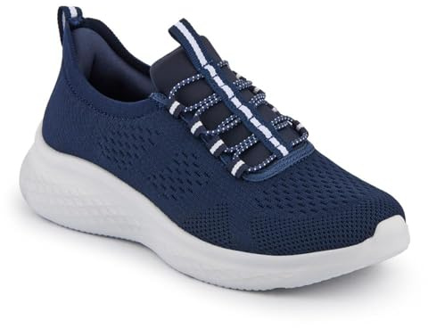 Wide Fit Easy Step in Bungee Lace Trainers - Navy Size 3