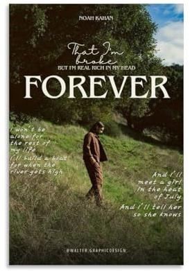 HUAYEQWHELH Forever Noah Kahan Poster, ästhetische Wandkunst, dekoratives Gemälde, Poster, Dekoration, Vintage-Leinwand für Wohnzimmer, Schlafzimmer, 30 x 45 cm, ungerahmter Stil
