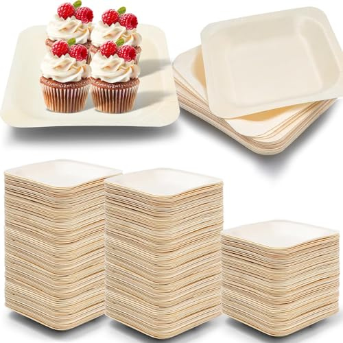 100 Pack Disposable Palm Leaf Plates, Square Natural Dinnerware, 11.5 cm | Biodegradable and Compostable; Sturdy and Leak-Proof; Oven Safe; Durable for Hot Food; Ideal for Weddings and Parties
