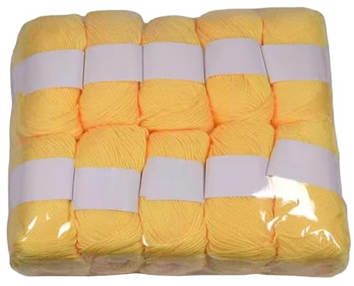 10er Set Luxus - Mischgarn - 500g Wolle - 21 Hellgelb - weiches Webgarn geeignet für Pullover, Babydecken, Schals - 10x 50g - Hochwertige Fasern für Häkeln und Basteln