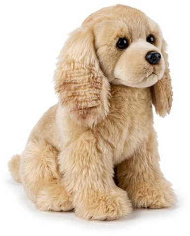 MAOWO Planet Realistischer Cocker Spaniel Stofftier, 25 cm lebensechter Plüschhund, weicher Goldener Welpe als Geschenk für Kinder und Hundeliebhaber