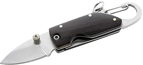 Herbertz Unisex Erwachsene Mini-Einhandmesser, AISI 420 Stahl, Tagayasanholz, integrierter Karabinerhaken,Taschenmesser, 201505, grau, M