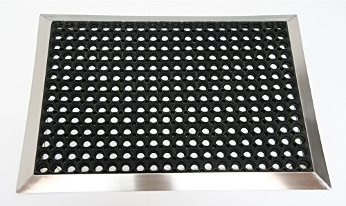 Szagato Edelstahlrahmen mit Fußmatte Ringgummi 110x60cm Größe 3