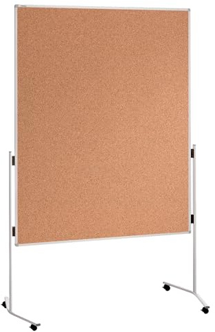 FRANKEN Moderationstafel ECO, doppelseitig, pinnbar, 120 x 150 cm, braun/Kork, einteilig, Pinnwand mit Standbeinen und Rollen, ECO-UMTKTR