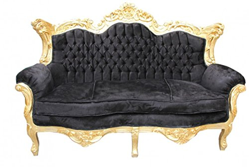 Casa Padrino Barock 2er Sofa Master Schwarz/Gold - Wohnzimmer Couch Möbel Lounge